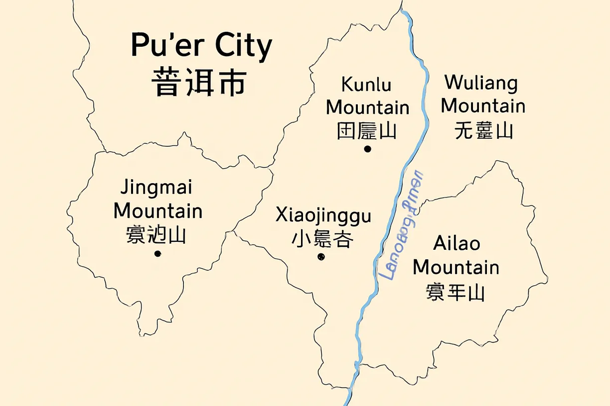 Pu&#x27;er City Tea Region Map